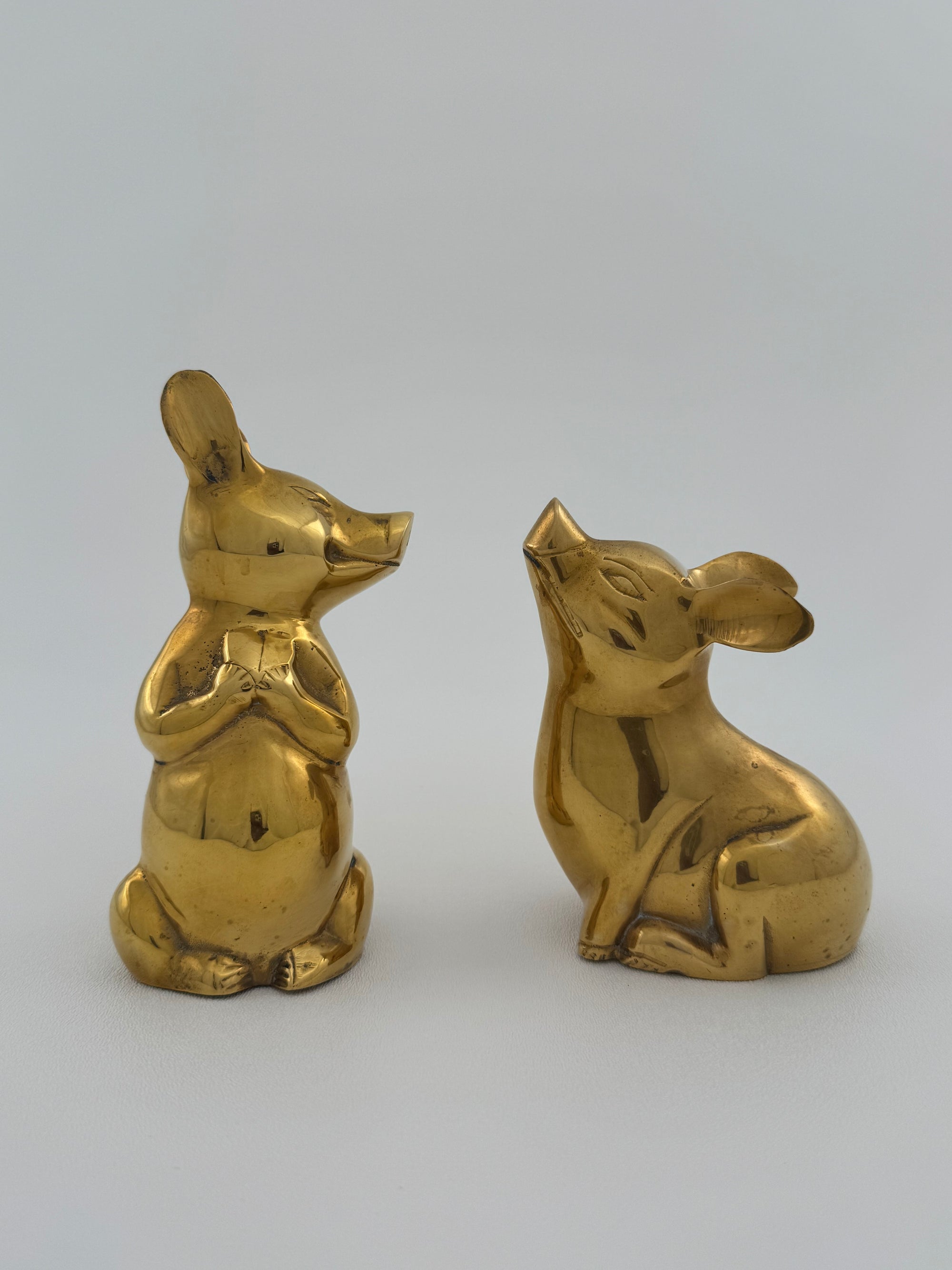 Vintage Brass Romeo and Juliet Pigs-A Pair