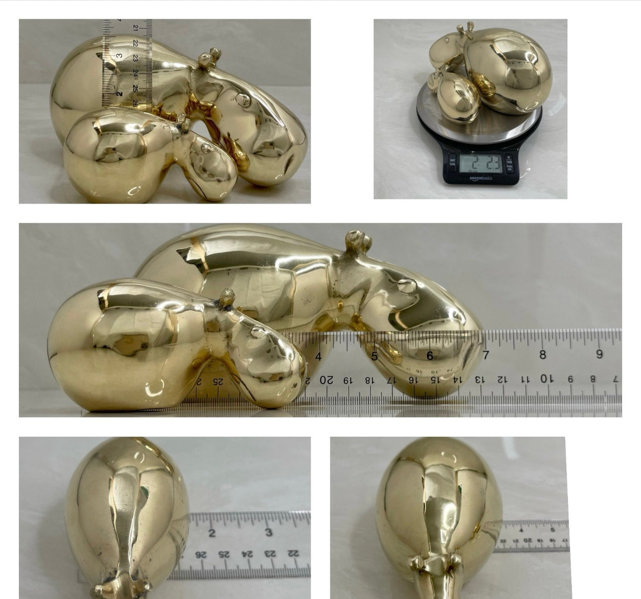 Golden Snooze – Vintage Brass Hippo Pair