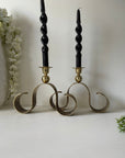 Vintage Brass Candlestick Holders with Scrollwork- A Pair