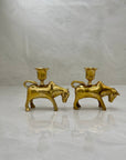 Vintage Brass Bull Candleholders