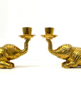 Vintage Brass Elephant Candle Holders | Lucky Trunk Pair
