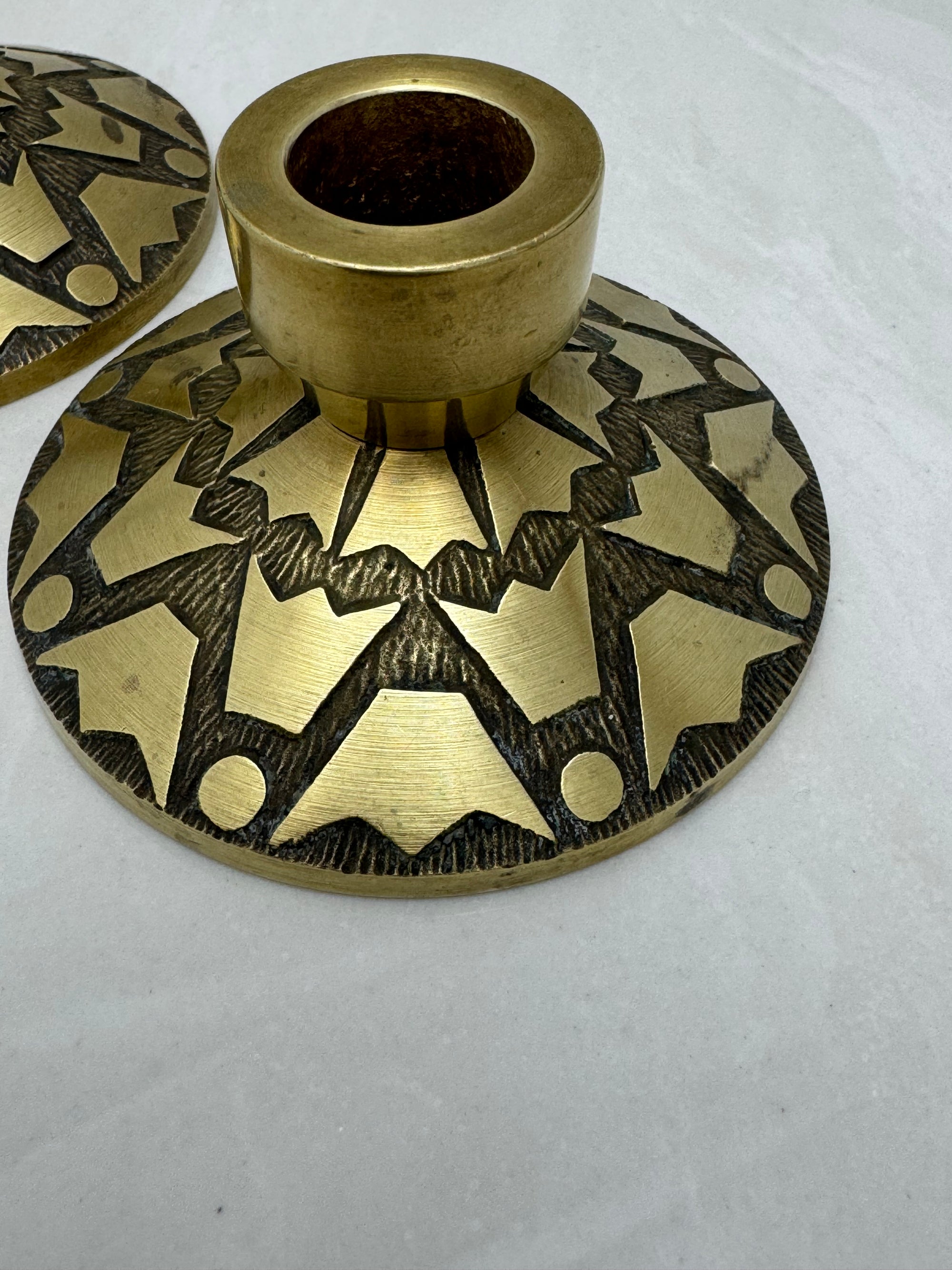 Vintage Brass Candlestick Holders with Crown Motifs - Inspired by Nordisk Malm