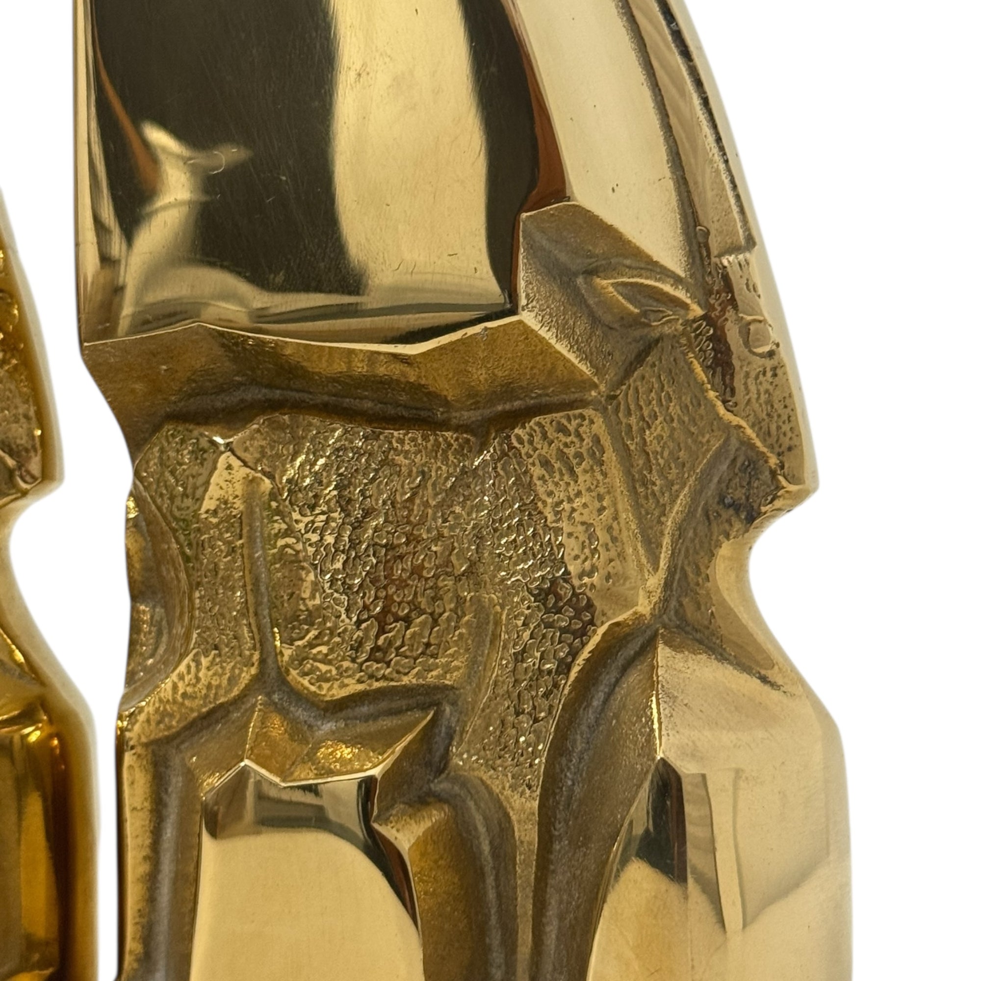 Mid-Century Modern Brass Gazelle Sculptures – Abstract Antelope Bookends