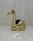 Vintage Brass Double Swan Planter