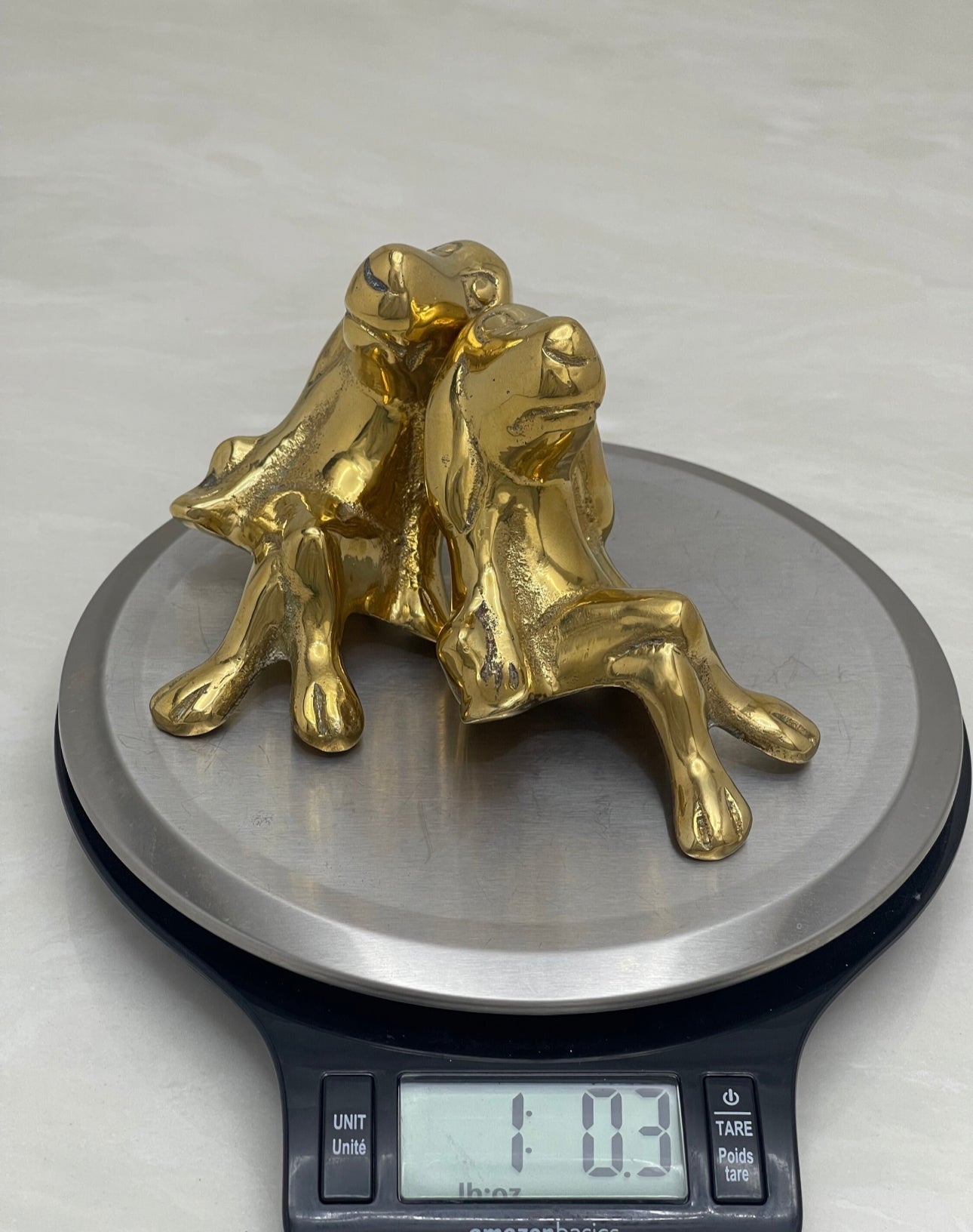 Rare Small Vintage Brass Shelf Sitting Dogs-A Pair