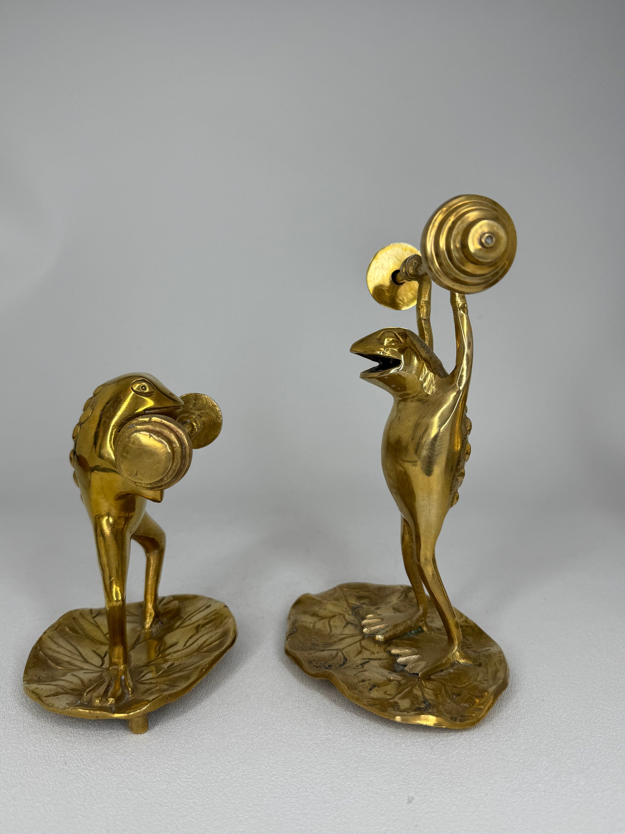 Brass Weightlifting Frogs-A Pair