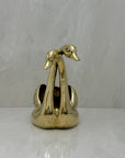 Vintage Brass Double Swan Planter