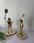 Vintage Brass Tennis Playing Frogs-A Pair