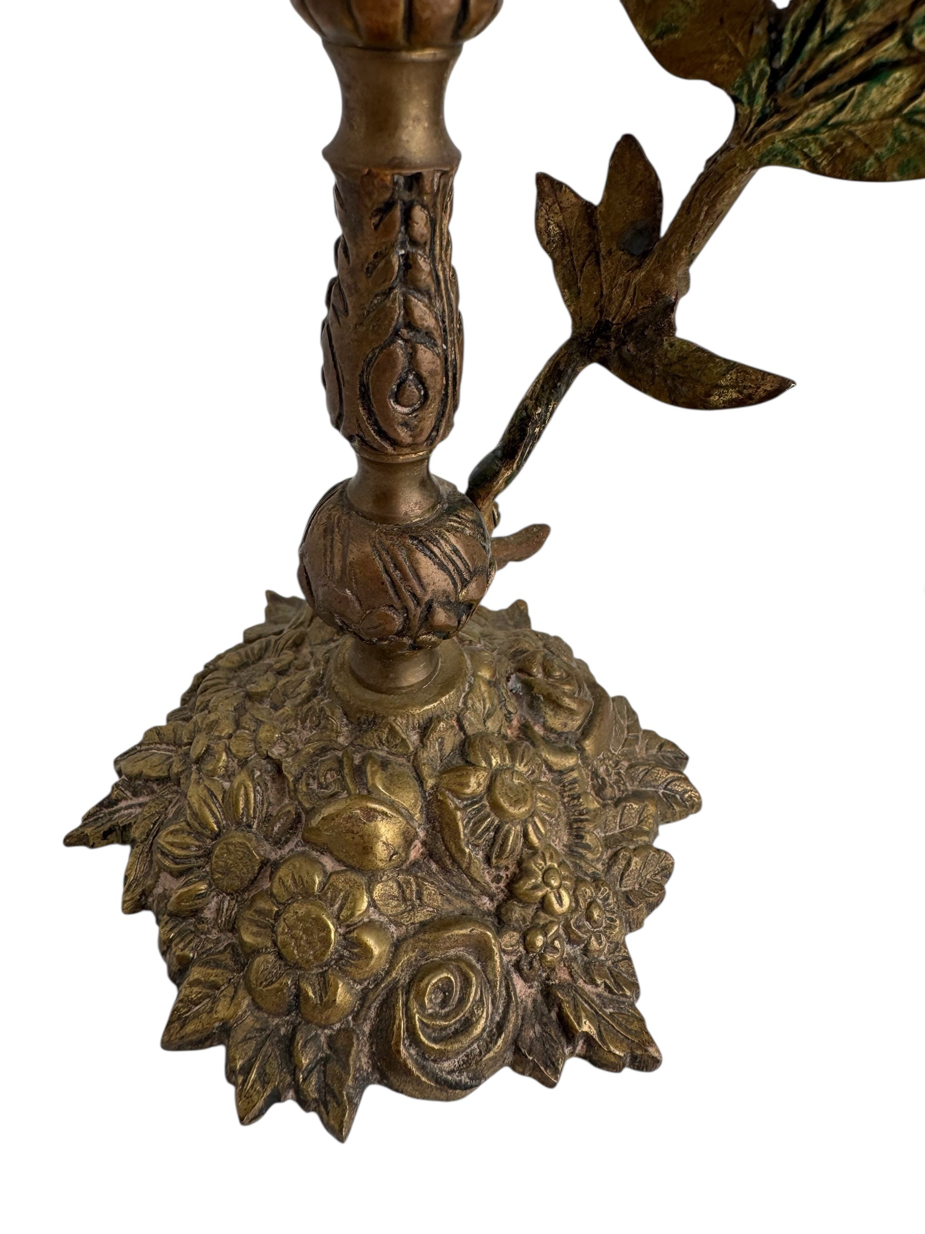 Pair of Vintage Rococo Brass Candleholders – Ornate Floral &amp; Vine Taper Holders-Made in Spain