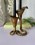 Vintage Brass Tulip Candlestick Holders-A Pair