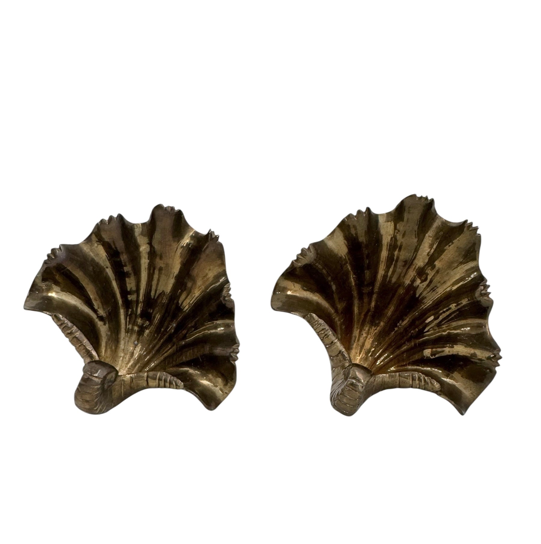 Vintage Brass Shell Dishes – Set of 2 Coastal Sculptural Accents