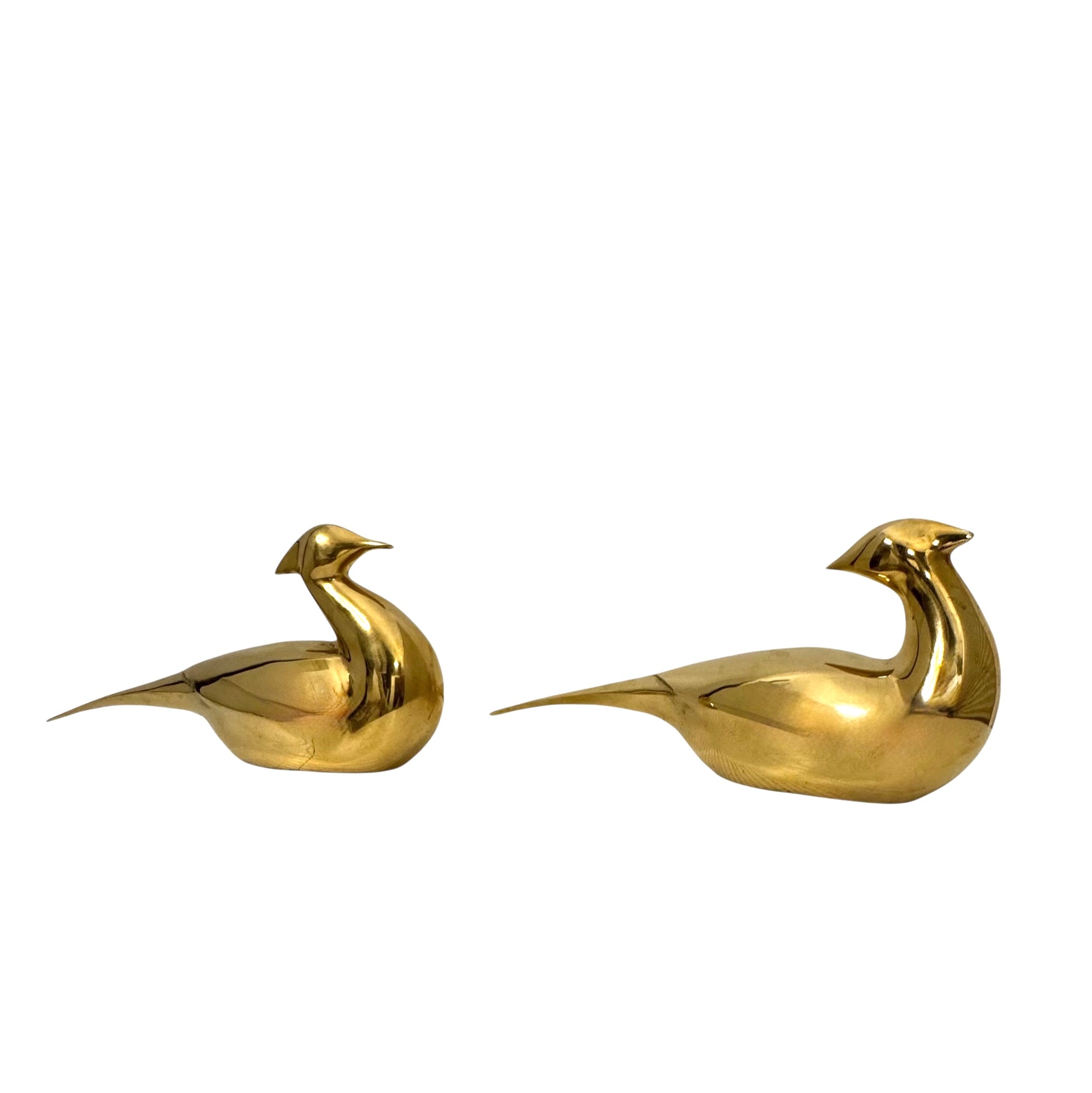 Vintage Brass Oversized Pheasant Pair – Mid-Century Figurines