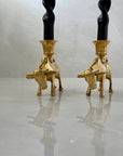 Vintage Brass Bull Candleholders