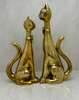 Large Vintage Brass Cats With Bow Tie-A Pair