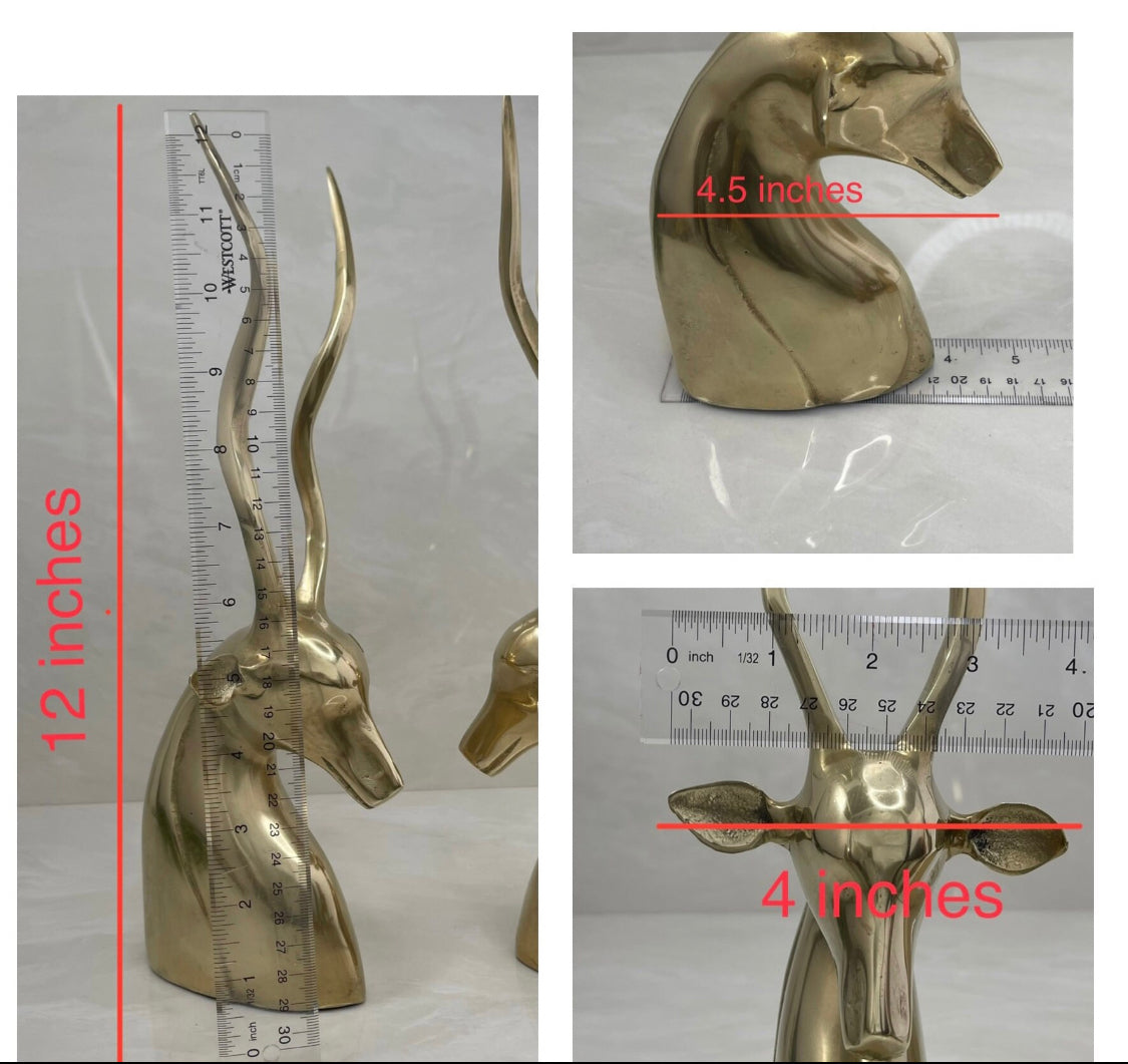 Vintage Brass Antelopes- A  Pair