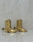 Small Vintage Brass Cowboy Boot Vases-A Pair