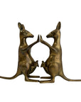 Vintage Brass Kangaroo Bookends with Joeys – Mid-Century Modern Set
