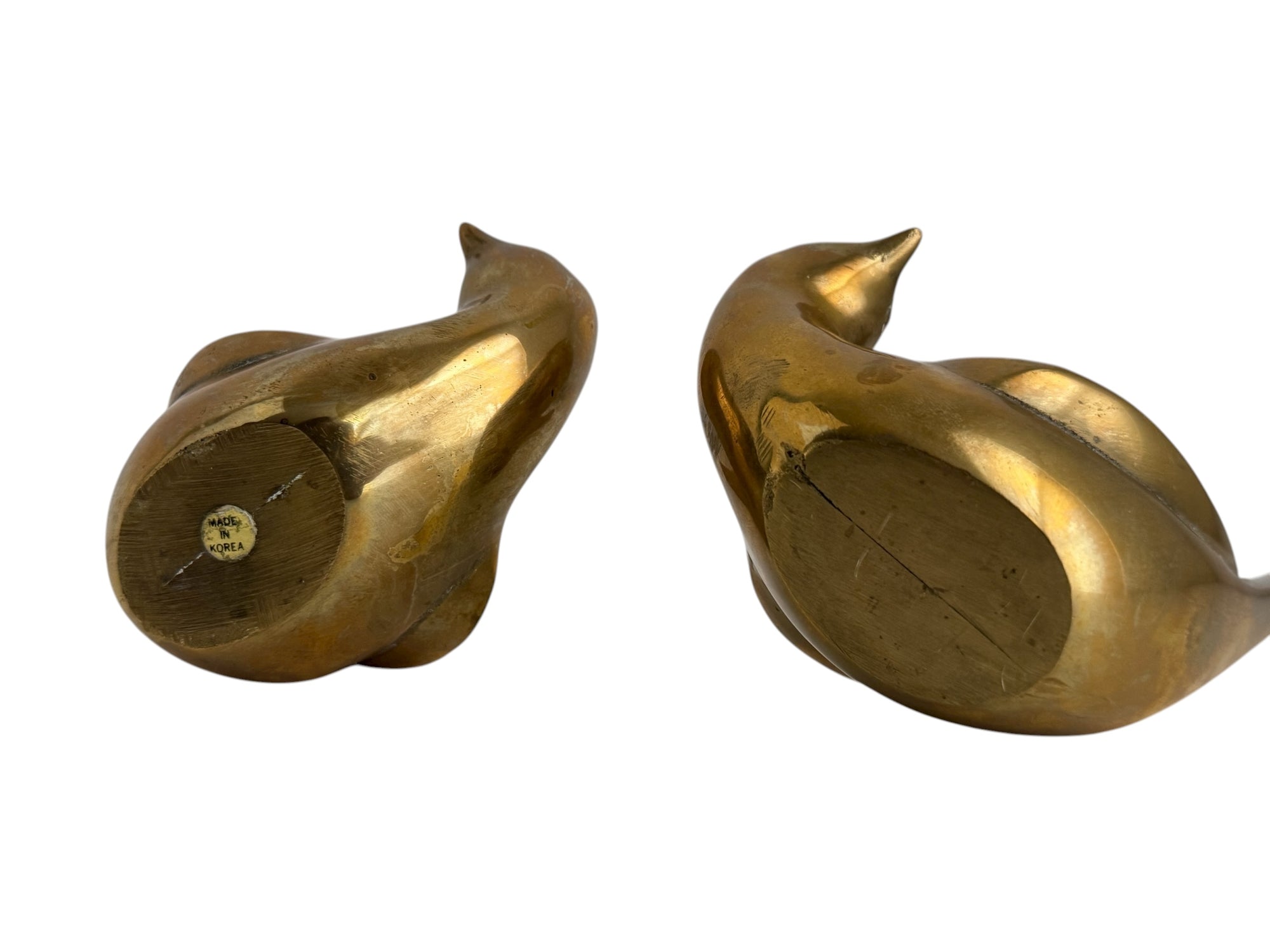 Vintage Brass Birds – Mid-Century Modern Dove Pair, Made in Korea