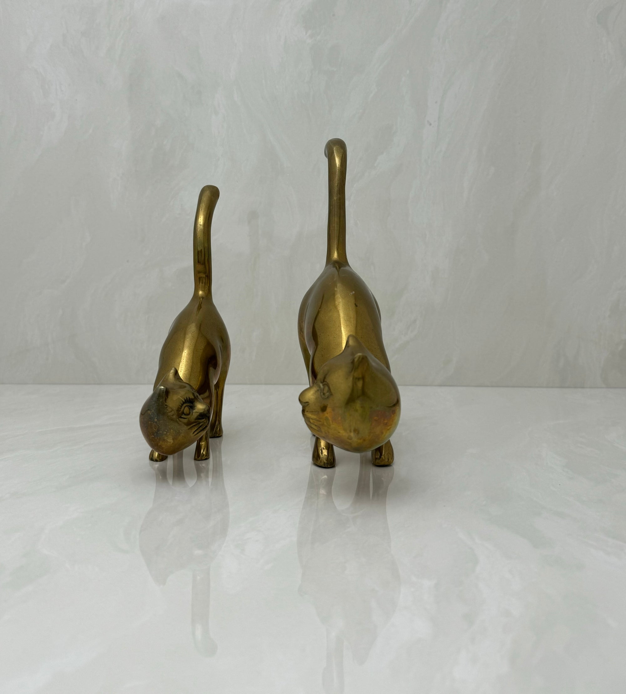 Vintage Brass Cats Tail Up-A Pair
