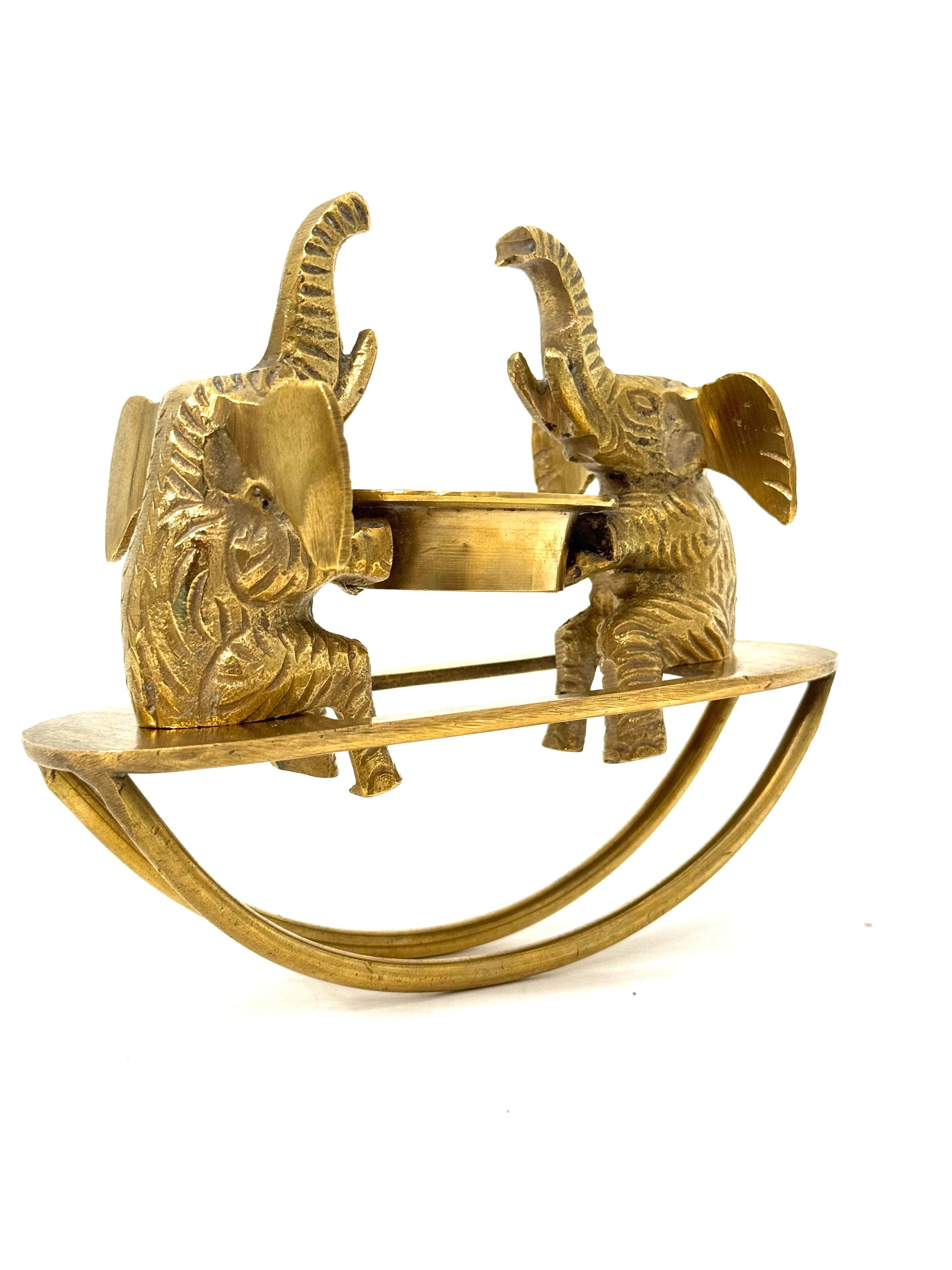 Vintage Brass Elephant See-Saw Candleholder | Whimsical Tealight Holder