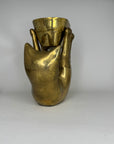 Rare Large Vintage Brass Cat Planter –Statement Cat Holding Bowl Centerpiece