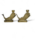 Vintage Brass Whale Candleholders