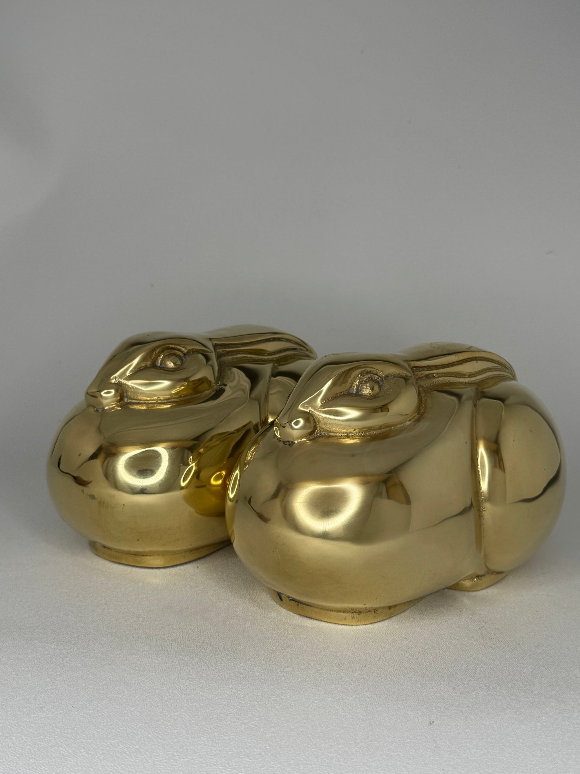 Rare Vintage Brass Chubby Rabbits-A Pair
