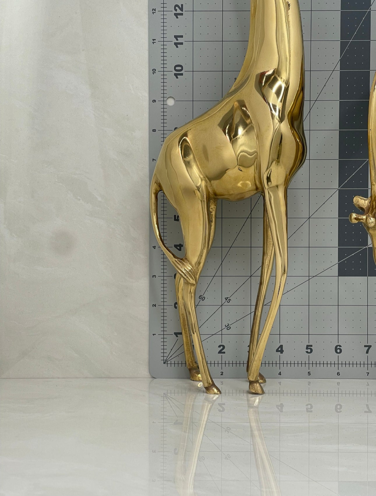 Vintage Brass Giraffe Pair – Tall Sculptural Mid Century Modern Figurines – Hollywood Regency Safari Decor – Statement Brass Animal Duo