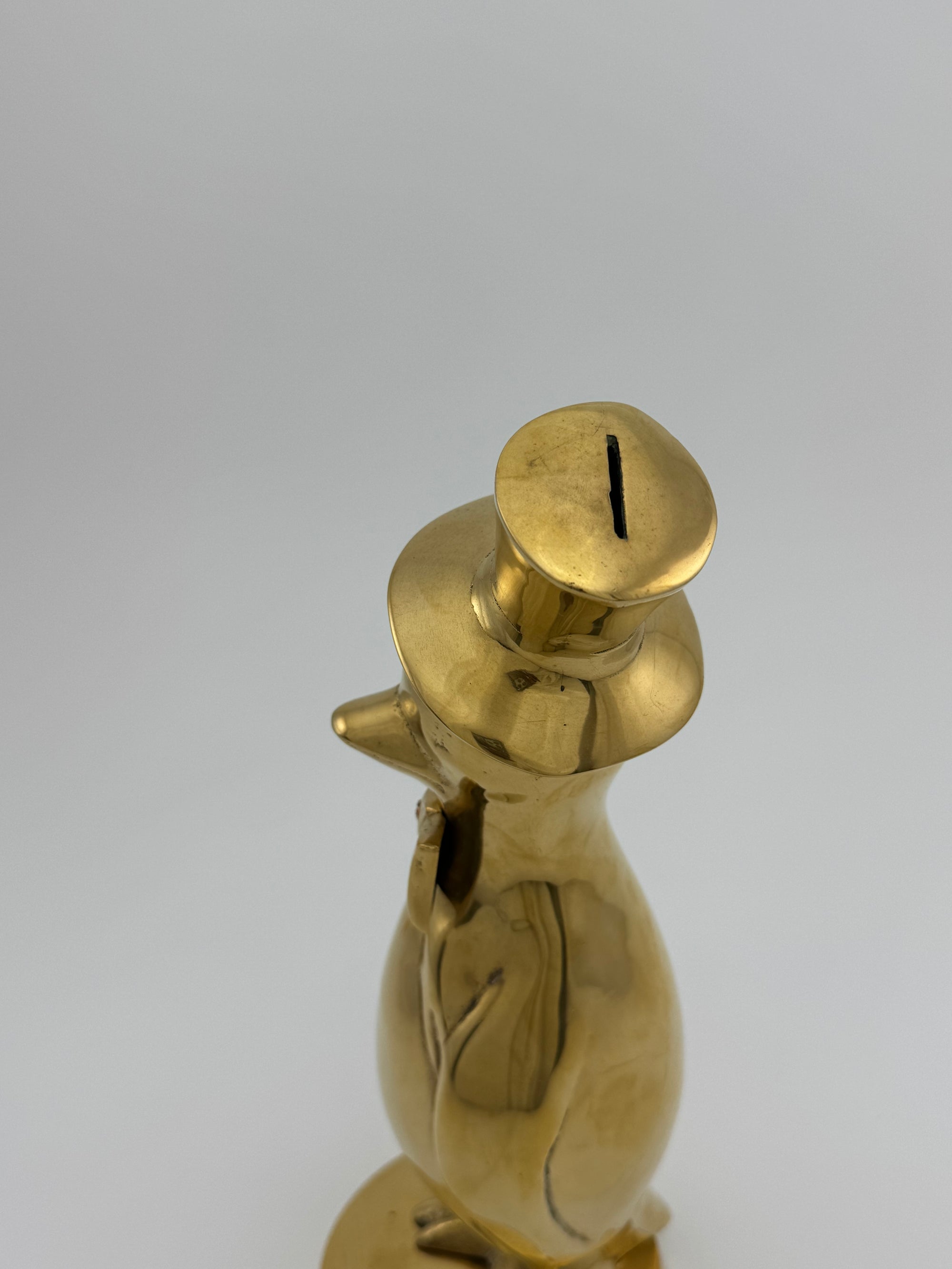 Vintage Brass Penguin in Top Hat- A Coin/Wish Bank