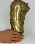 Modernist Brass Female Bust Sculpture | Abstract Woman’s Head, Vintage Brass Art Object on Lucite Base