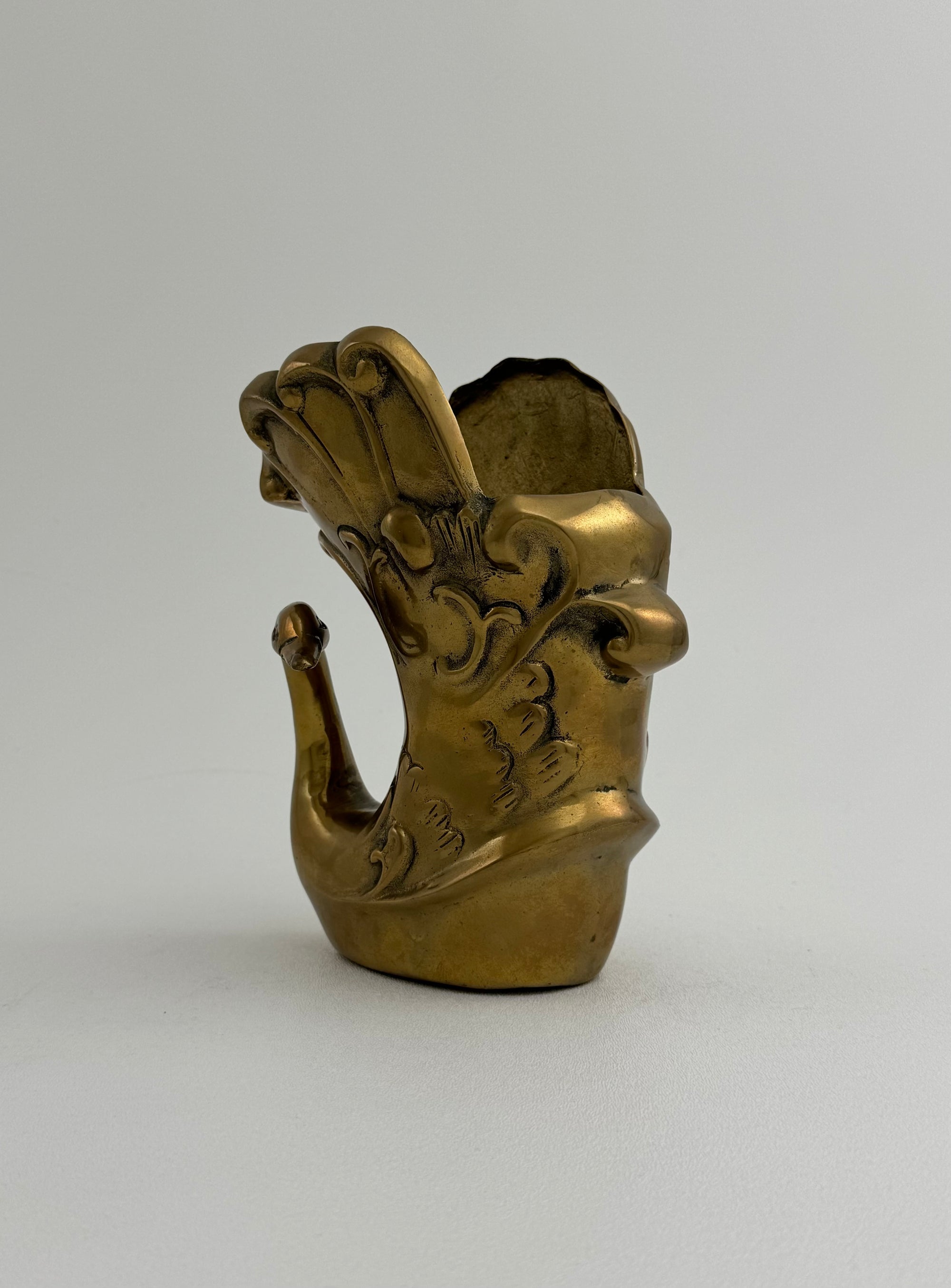 Vintage Brass Swan Vase / Cachepot (7.75”)