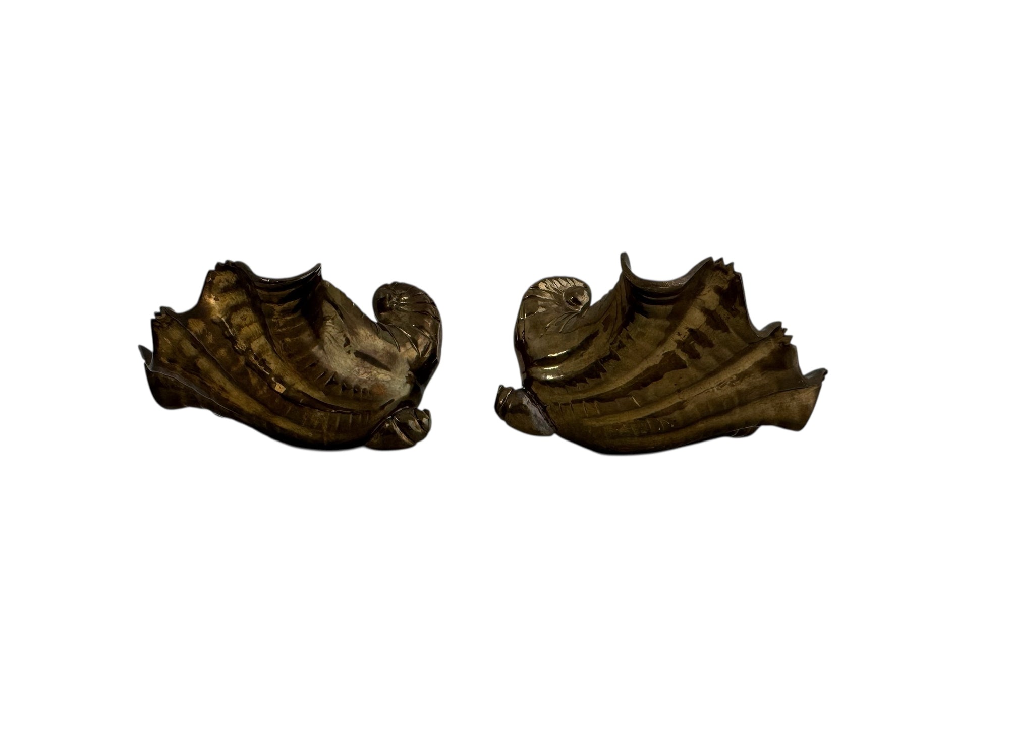 Vintage Brass Shell Dishes – Set of 2 Coastal Sculptural Accents