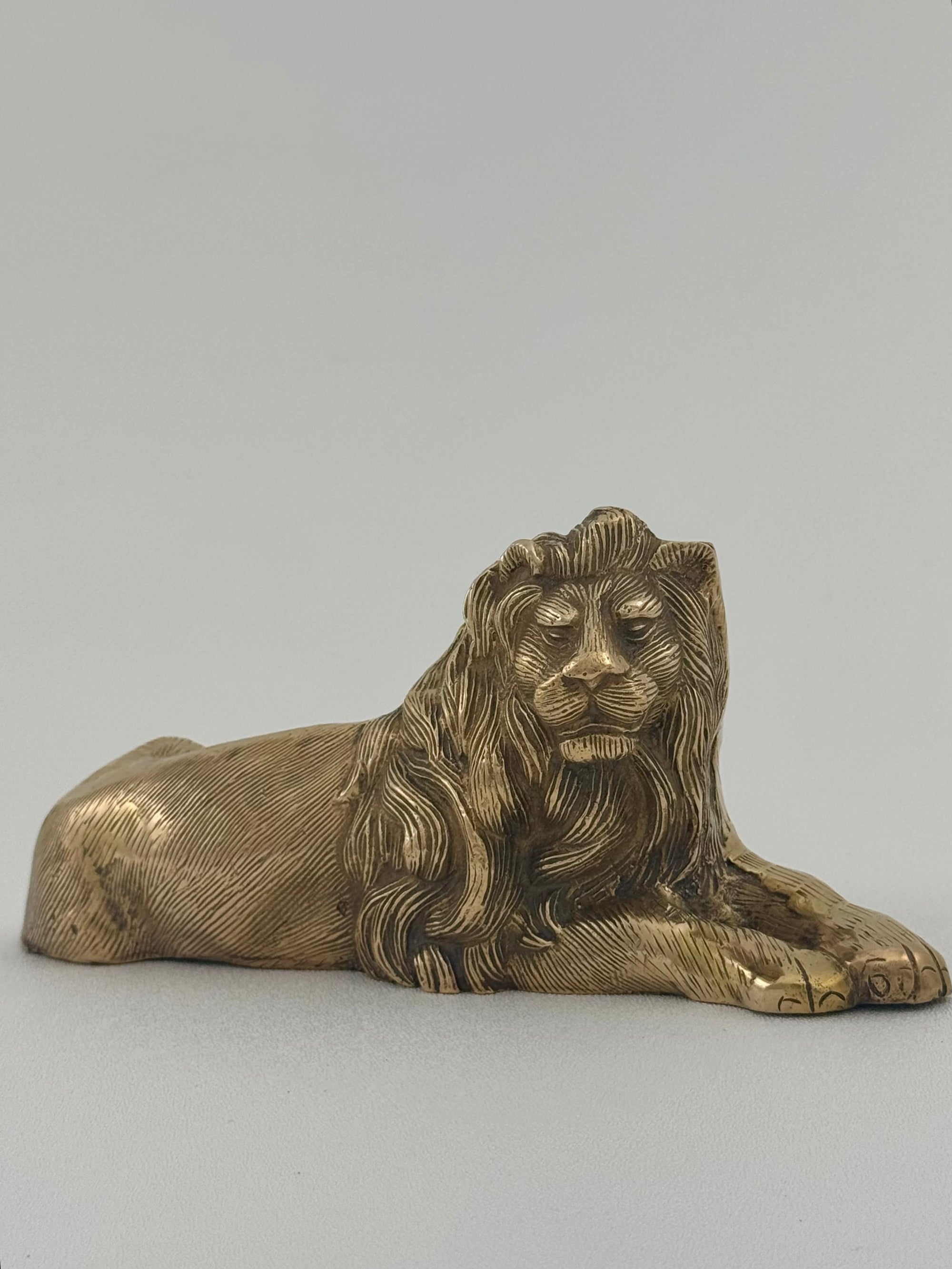 Vintage Brass Lion- A Regal Art Deco Figurine