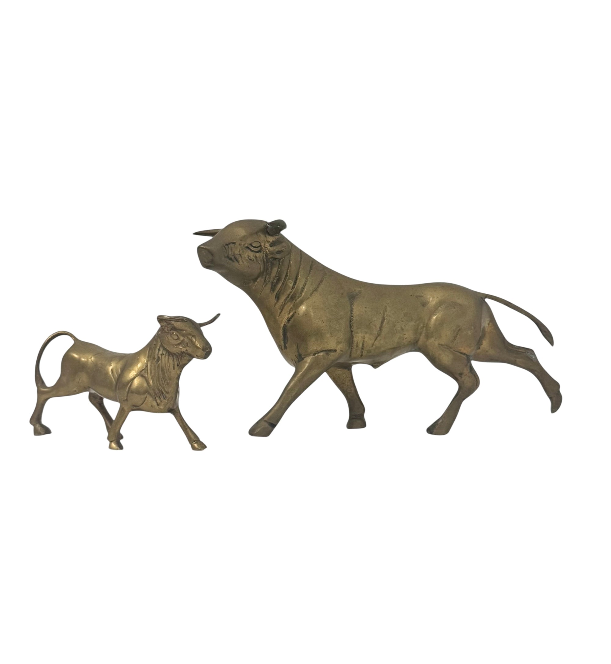 Vintage Brass Bull Figurines – Pair of Mid-Century Modern Bulls