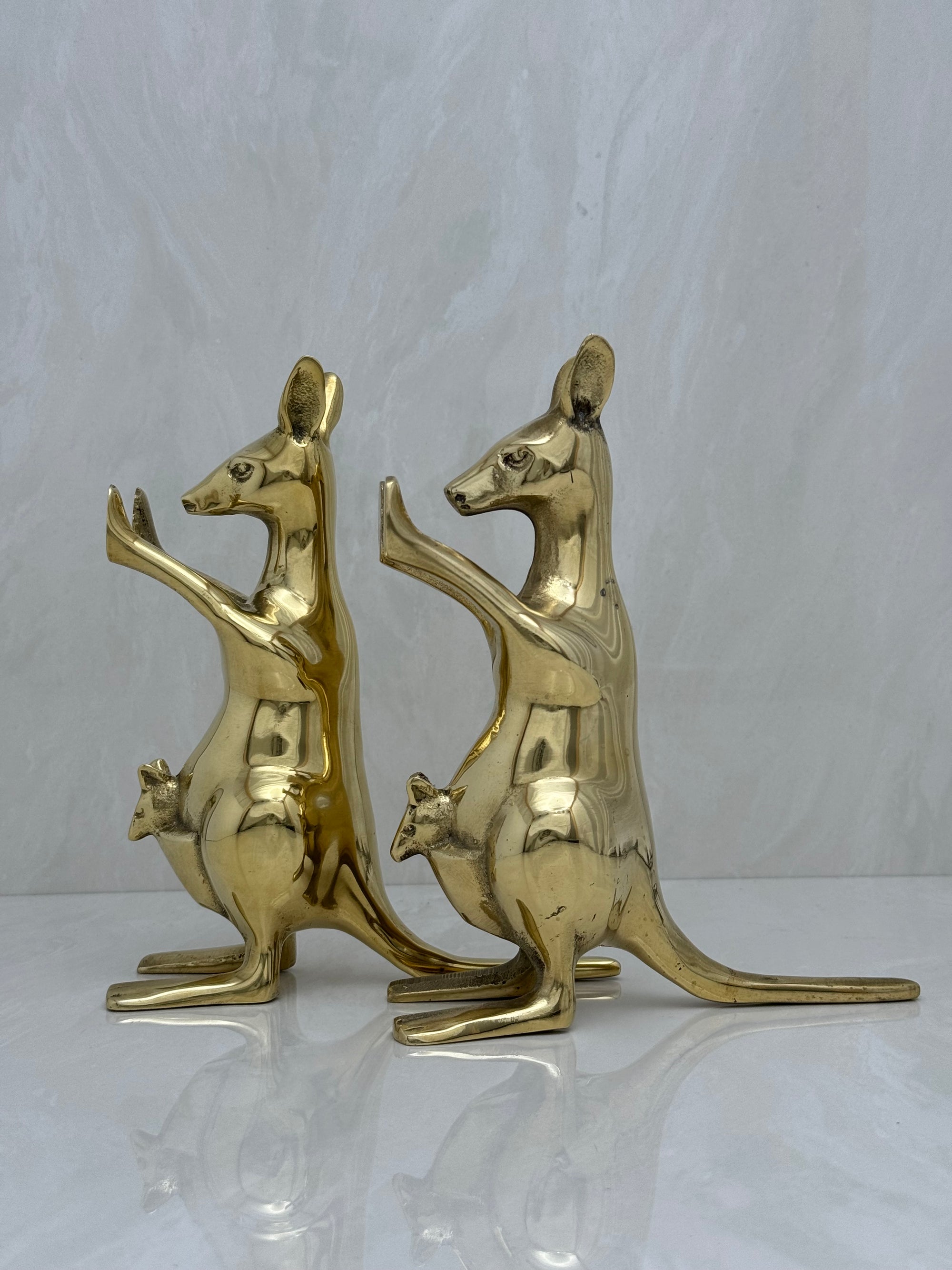 Vintage Brass Kangaroo Bookends-A Pair