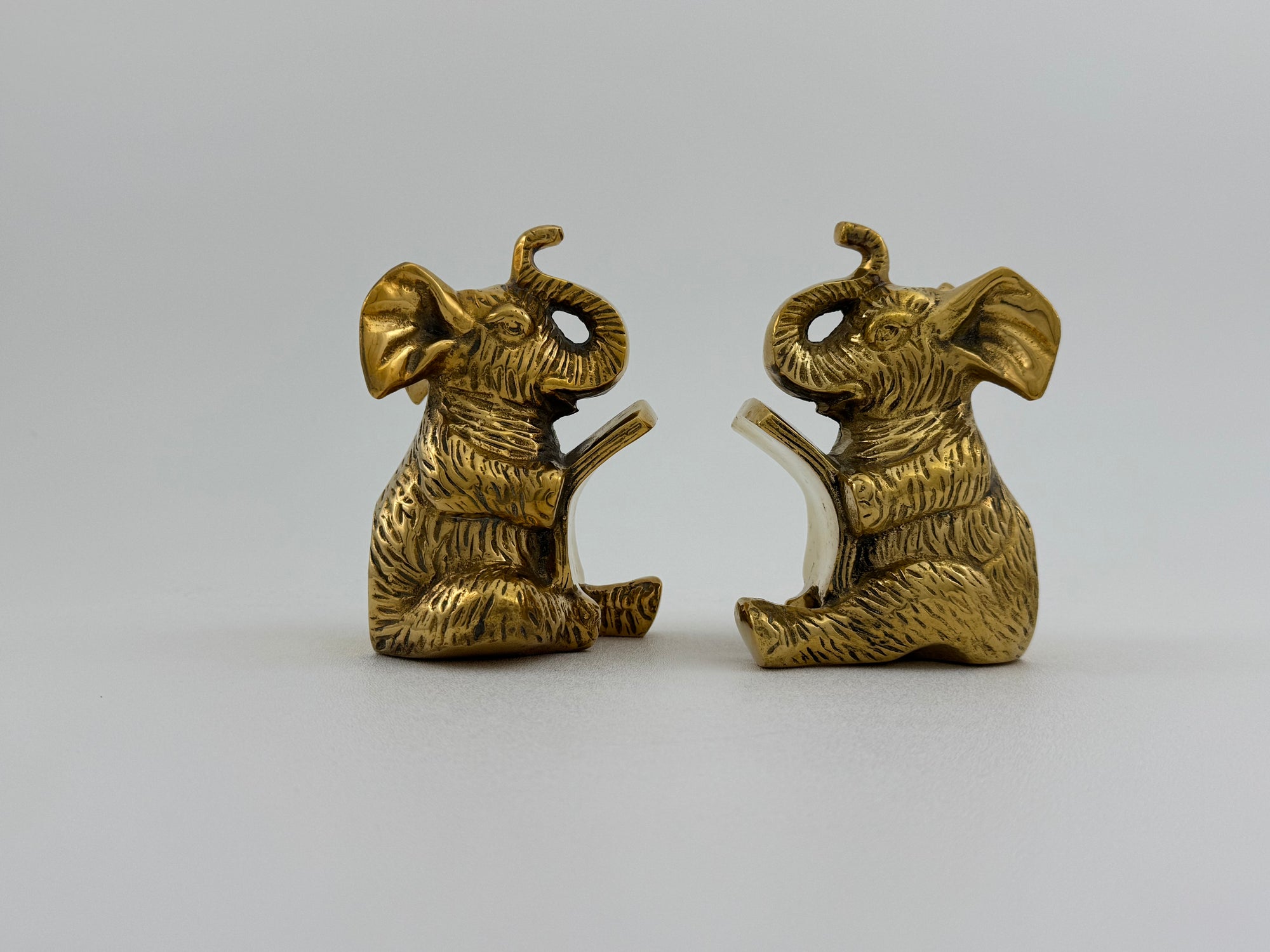 Vintage Brass Elephants Bookends-A Pair