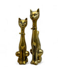 Large Vintage Brass Cats With Bow Tie-A Pair