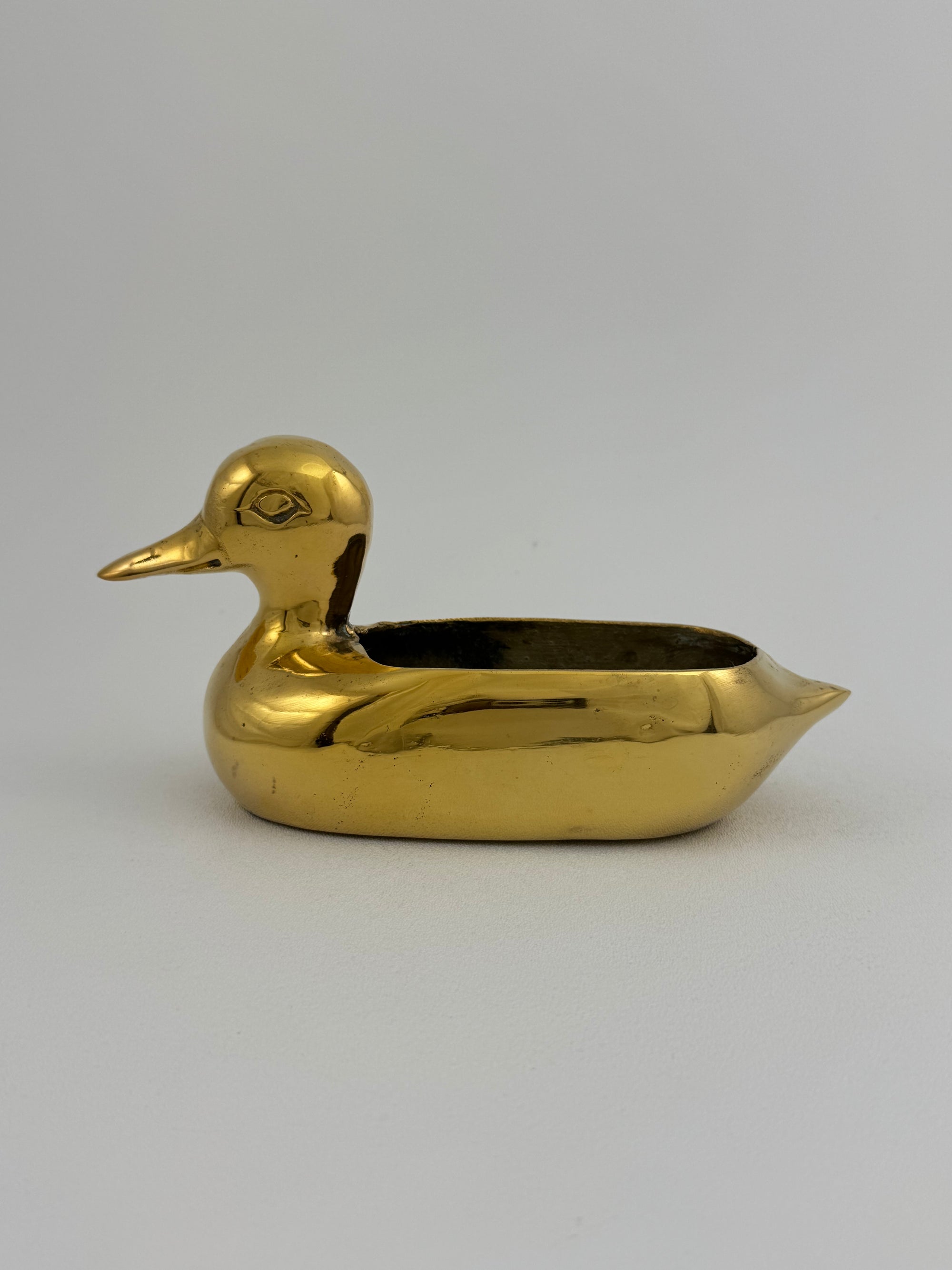 Vintage Brass Duck Stash Pot