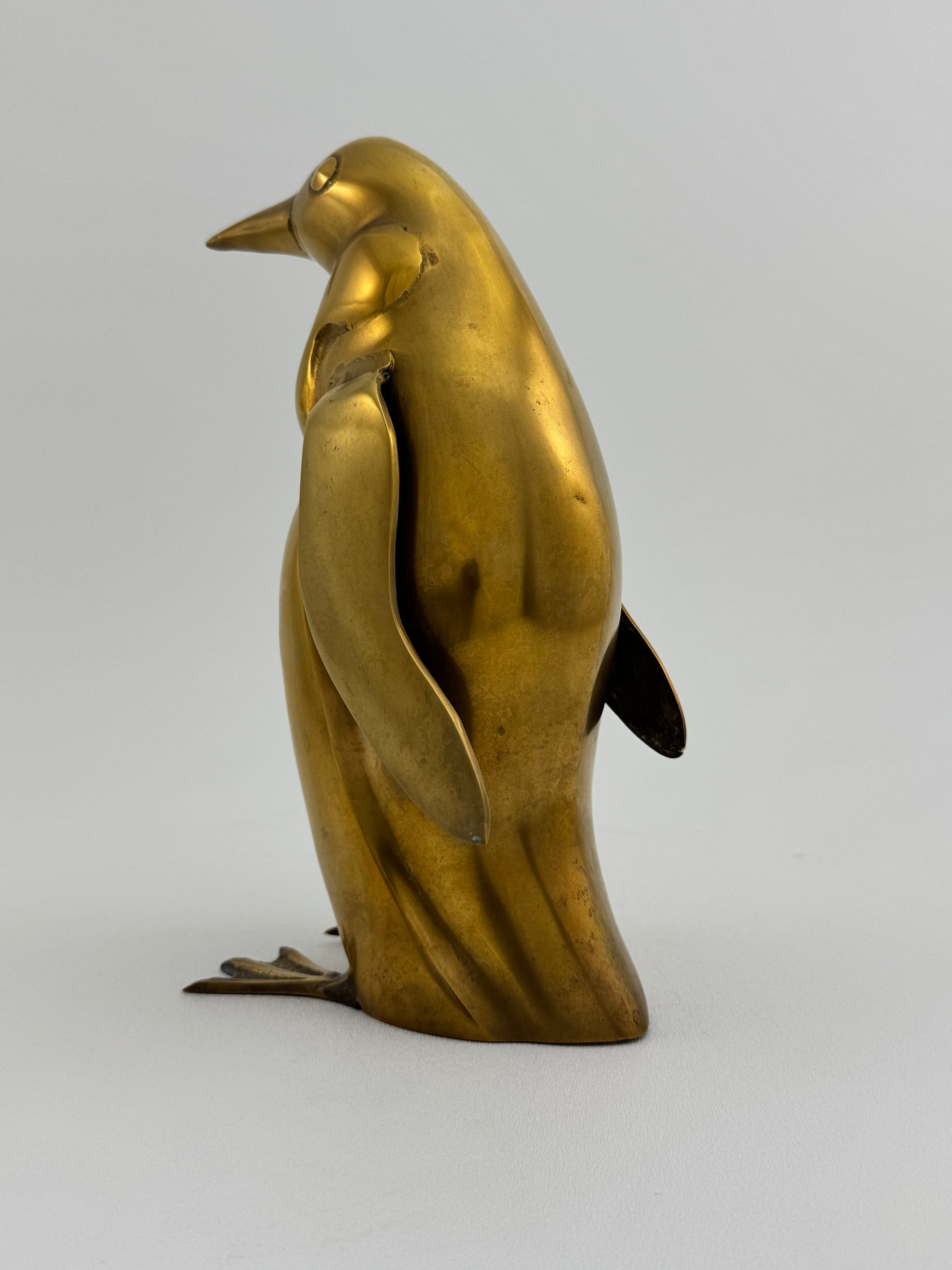 Tall Vintage Brass Penguin