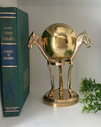 Vintage Brass Horsehead Stand with Gazing Ball