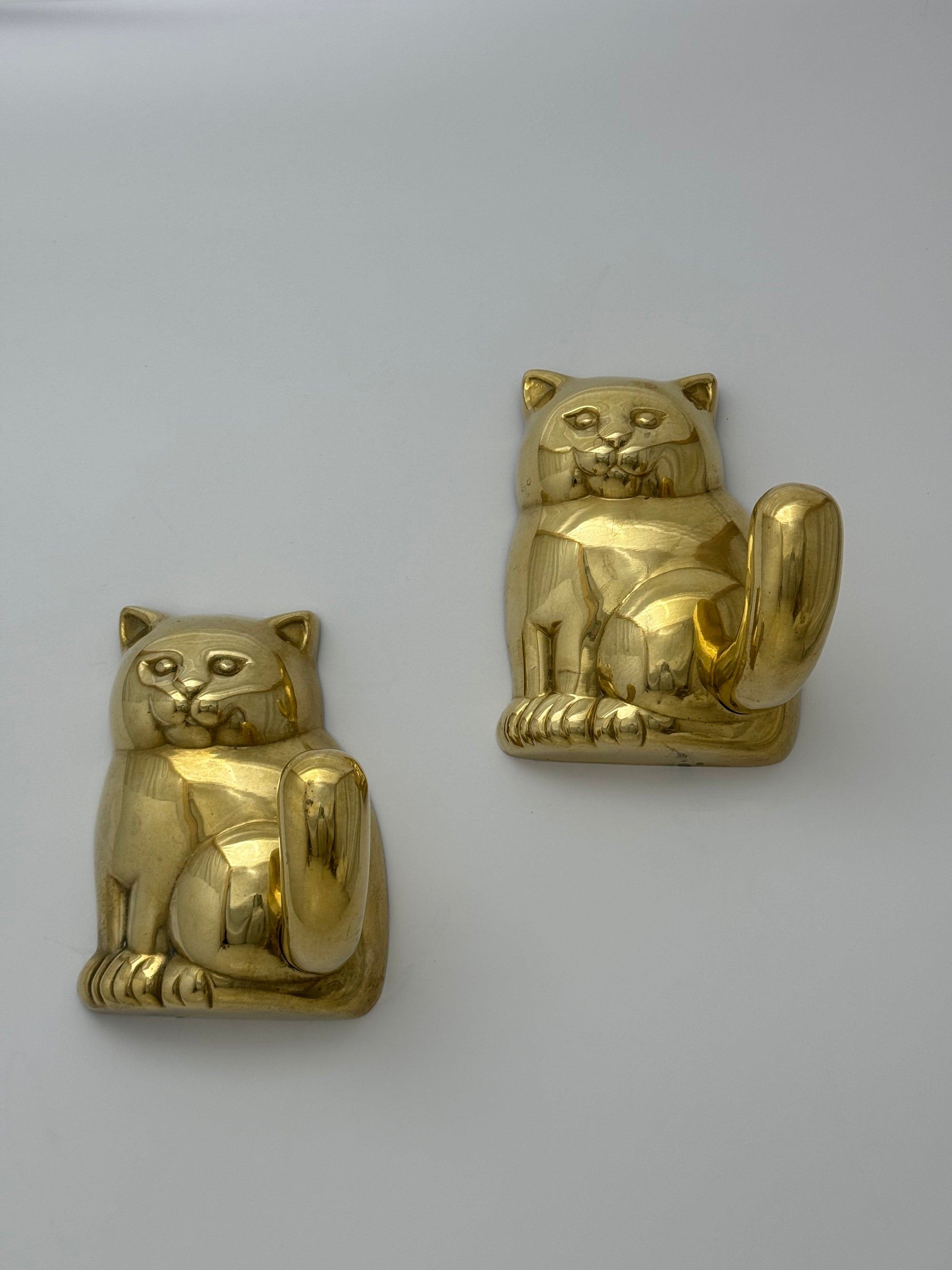 Vintage Brass Cat Wall Hook-A Pair