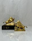 Vintage Brass Charging Bulls-A Pair