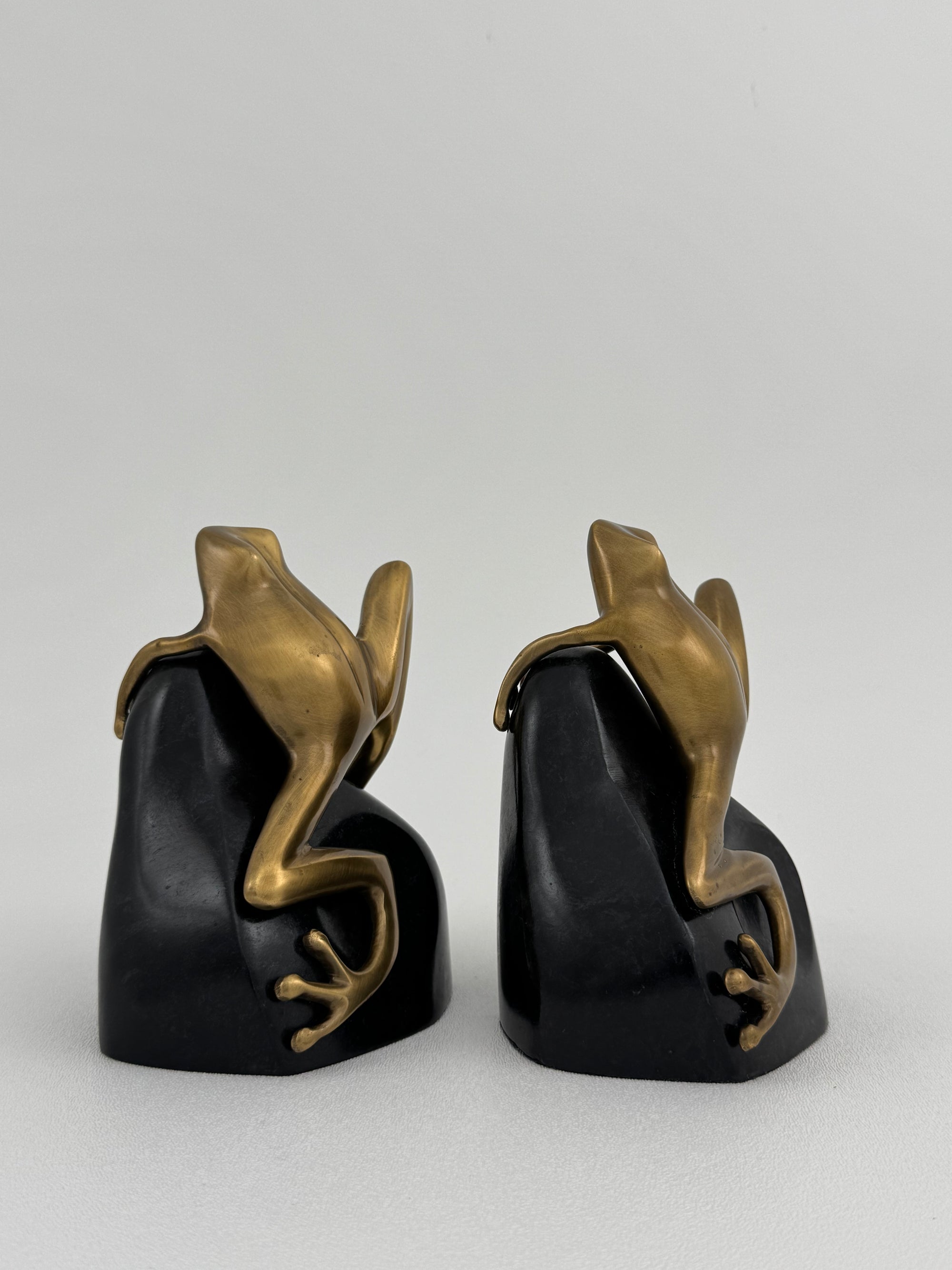 Vintage Bombay Frog on Rock Bookends-A Pair