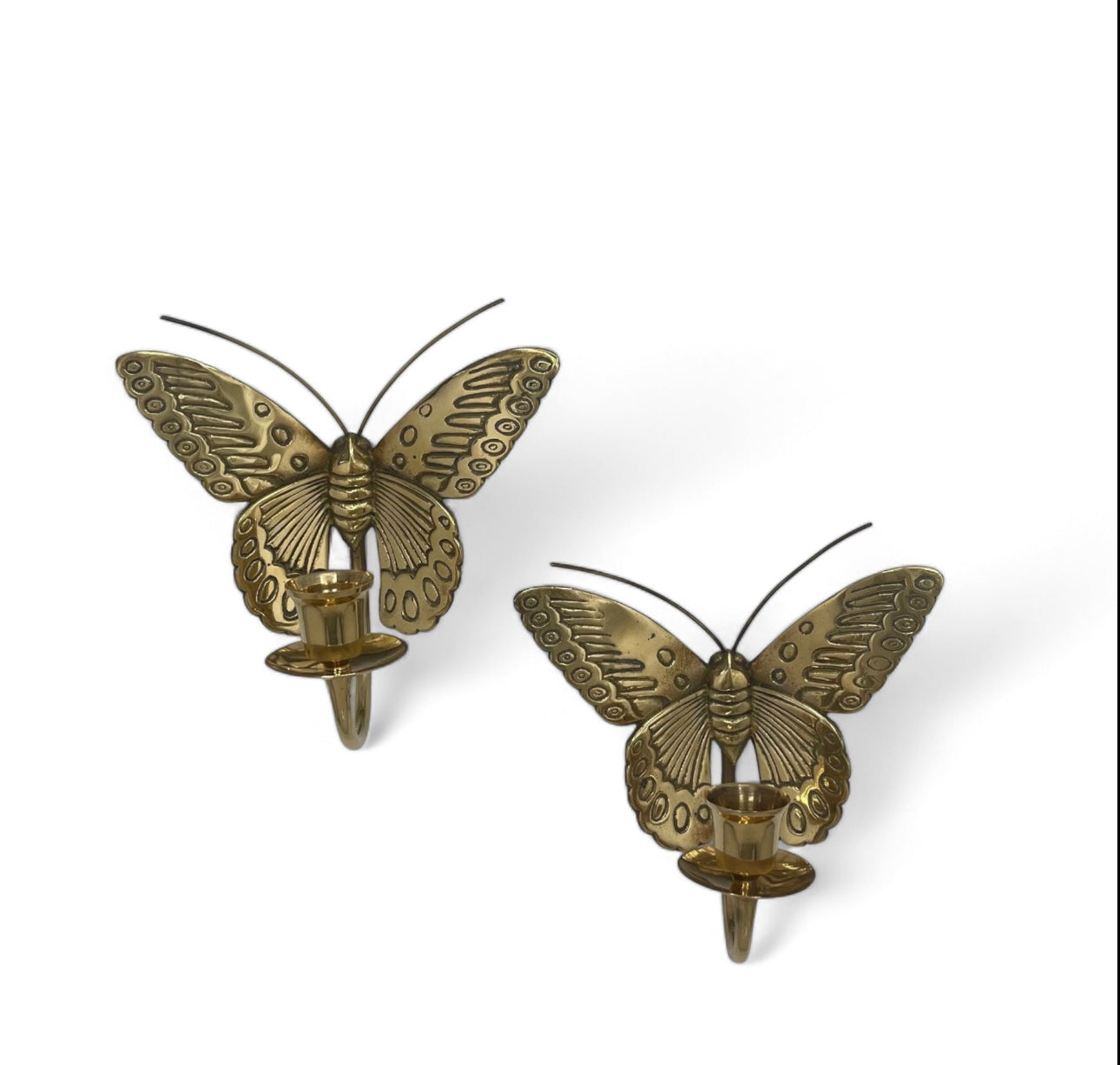 Vintage Brass Butterfly Wall Sconces- A Pair