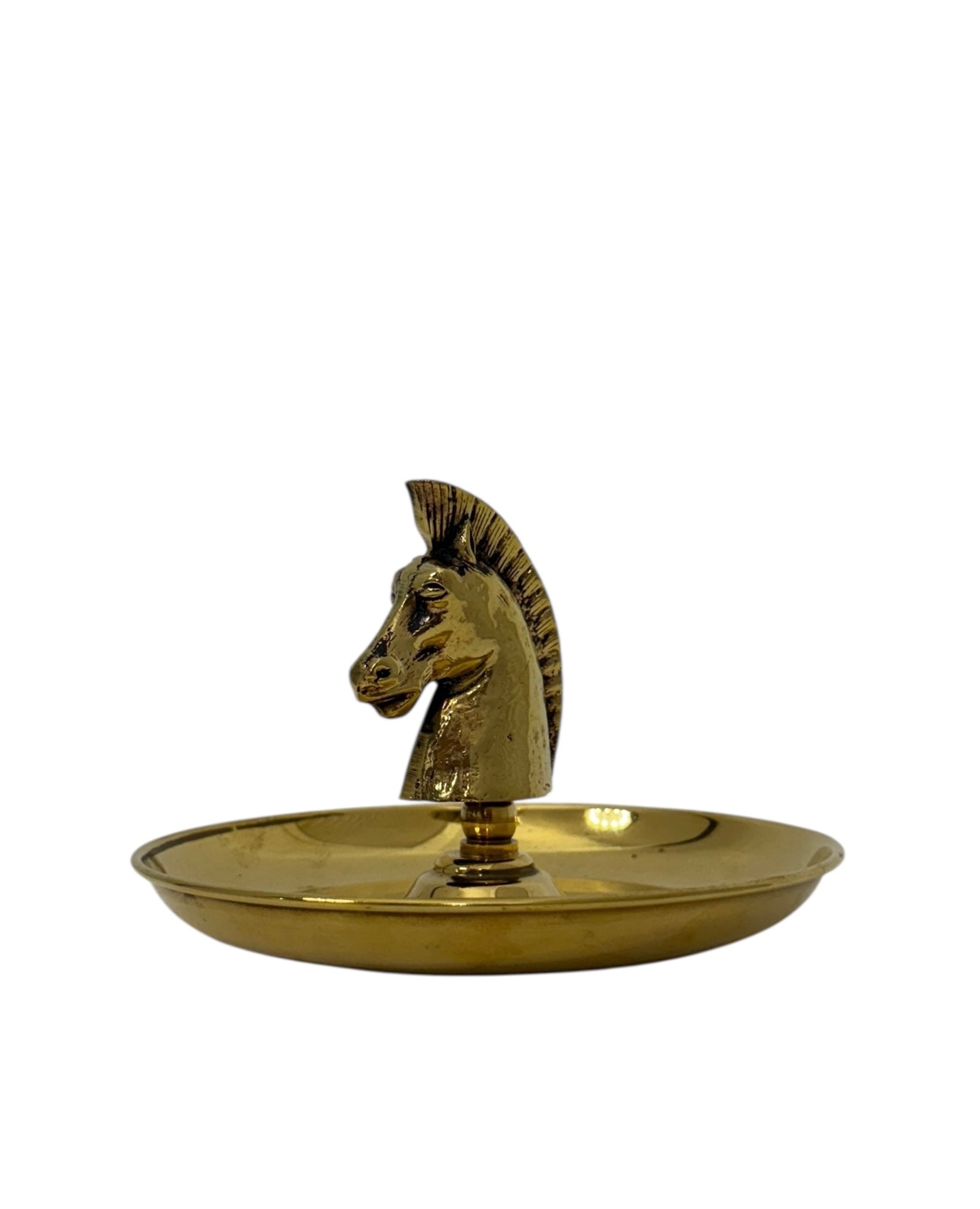 Vintage Brass Horse Head Trinket Dish – Equestrian Vanity or Desk Catchall