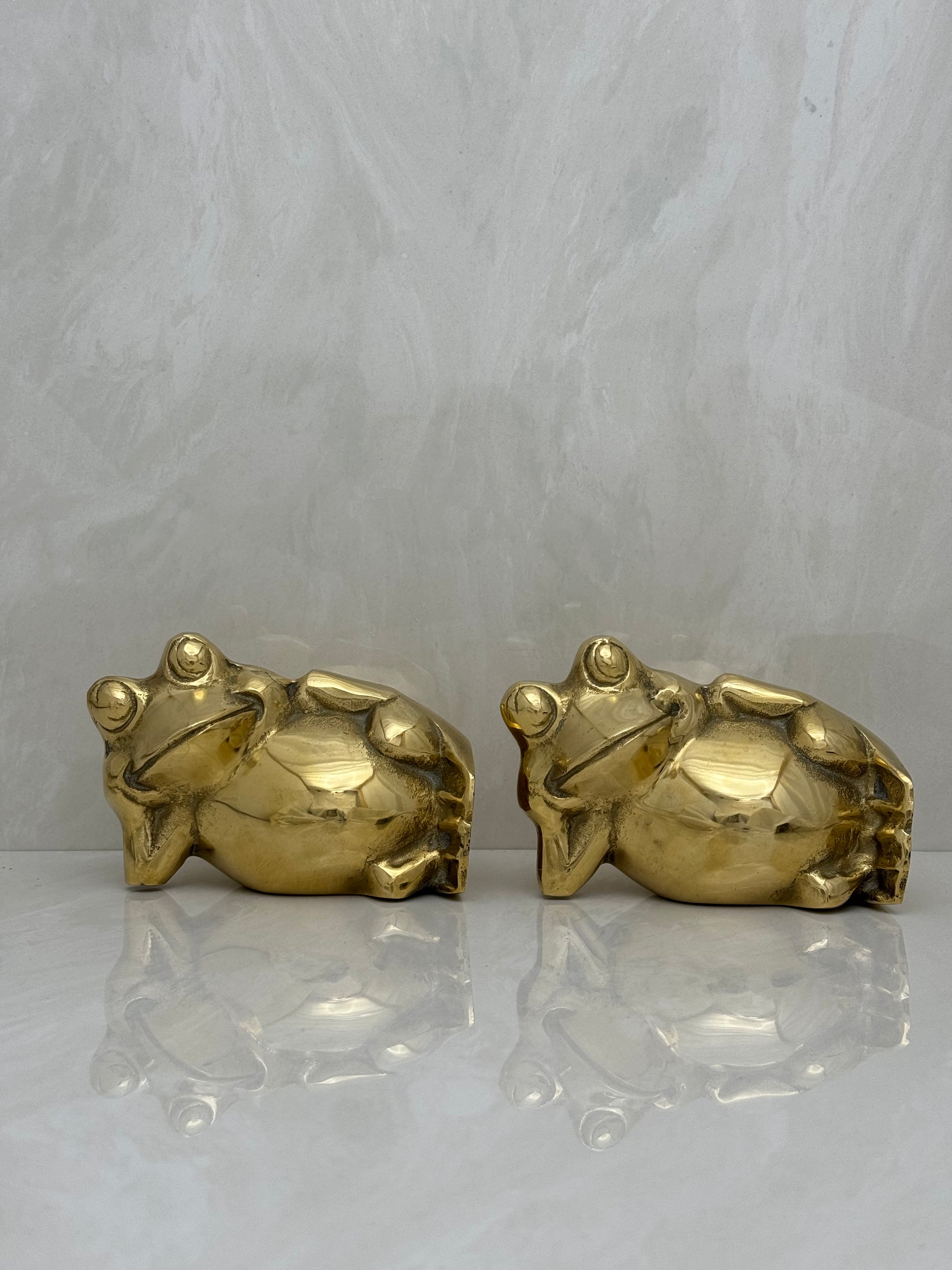 Vintage Brass Relaxing Frogs- A Pair