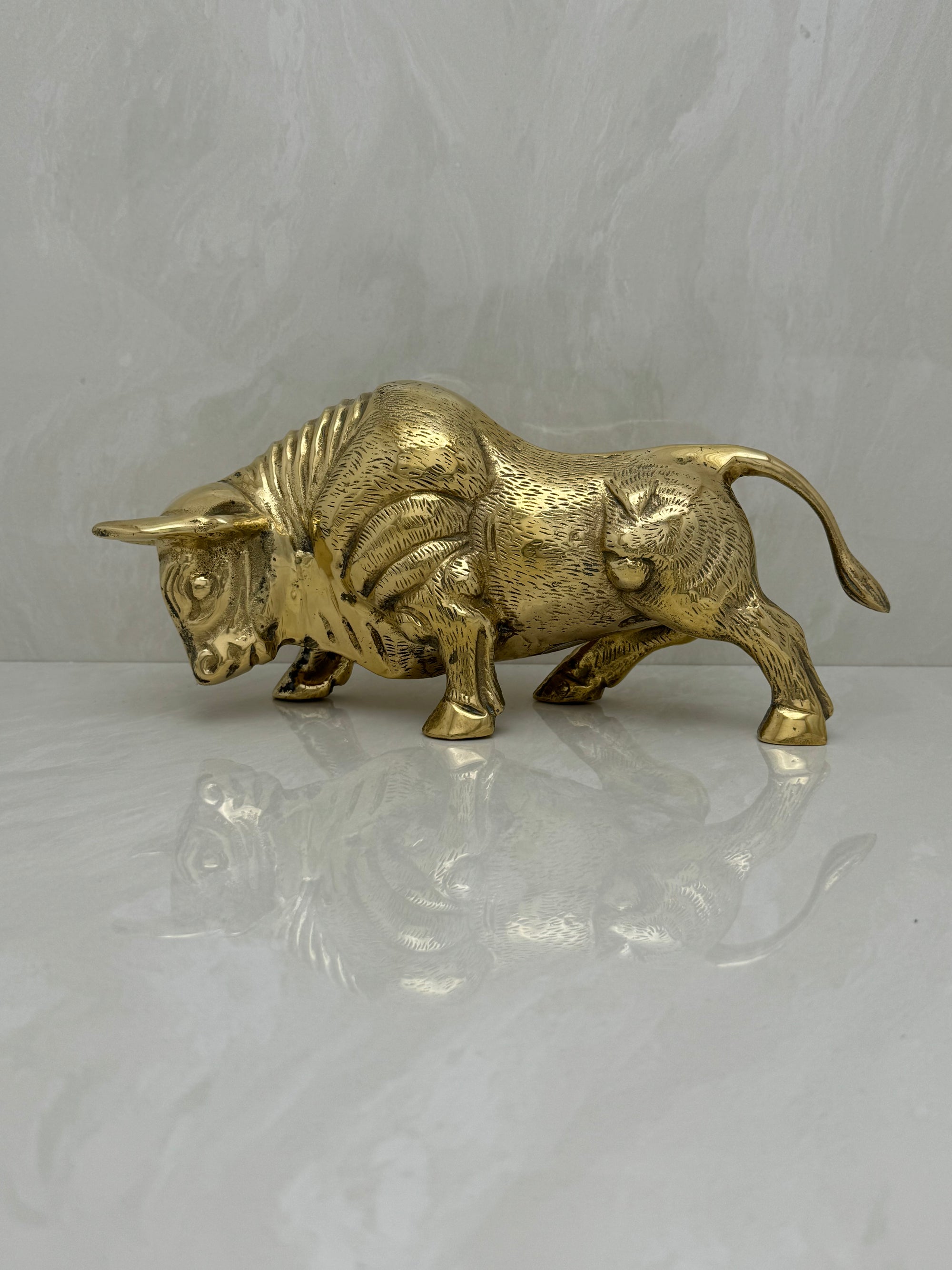 Vintage Brass Charging Bull