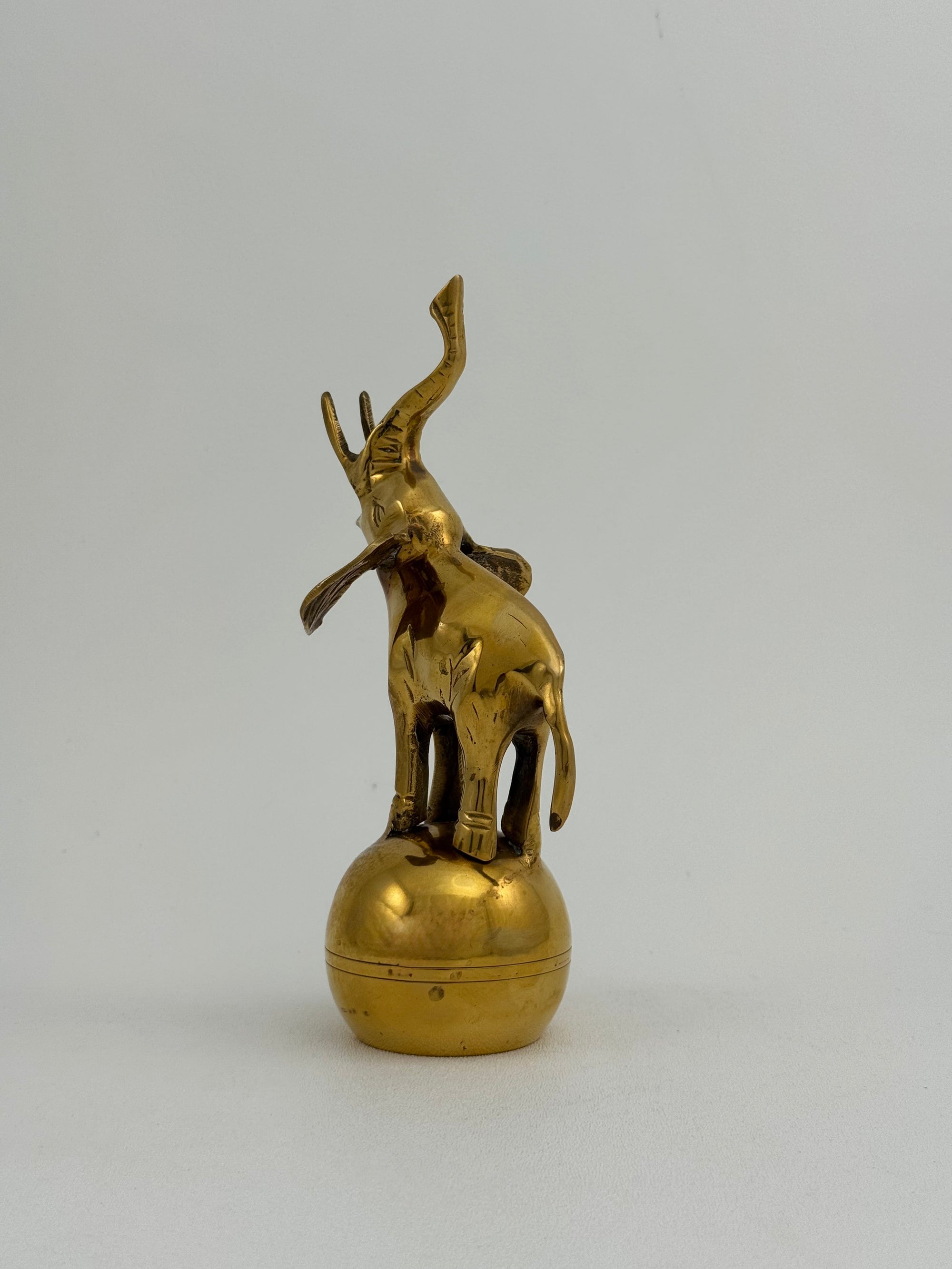 Vintage Brass Circus Elephant on Ball