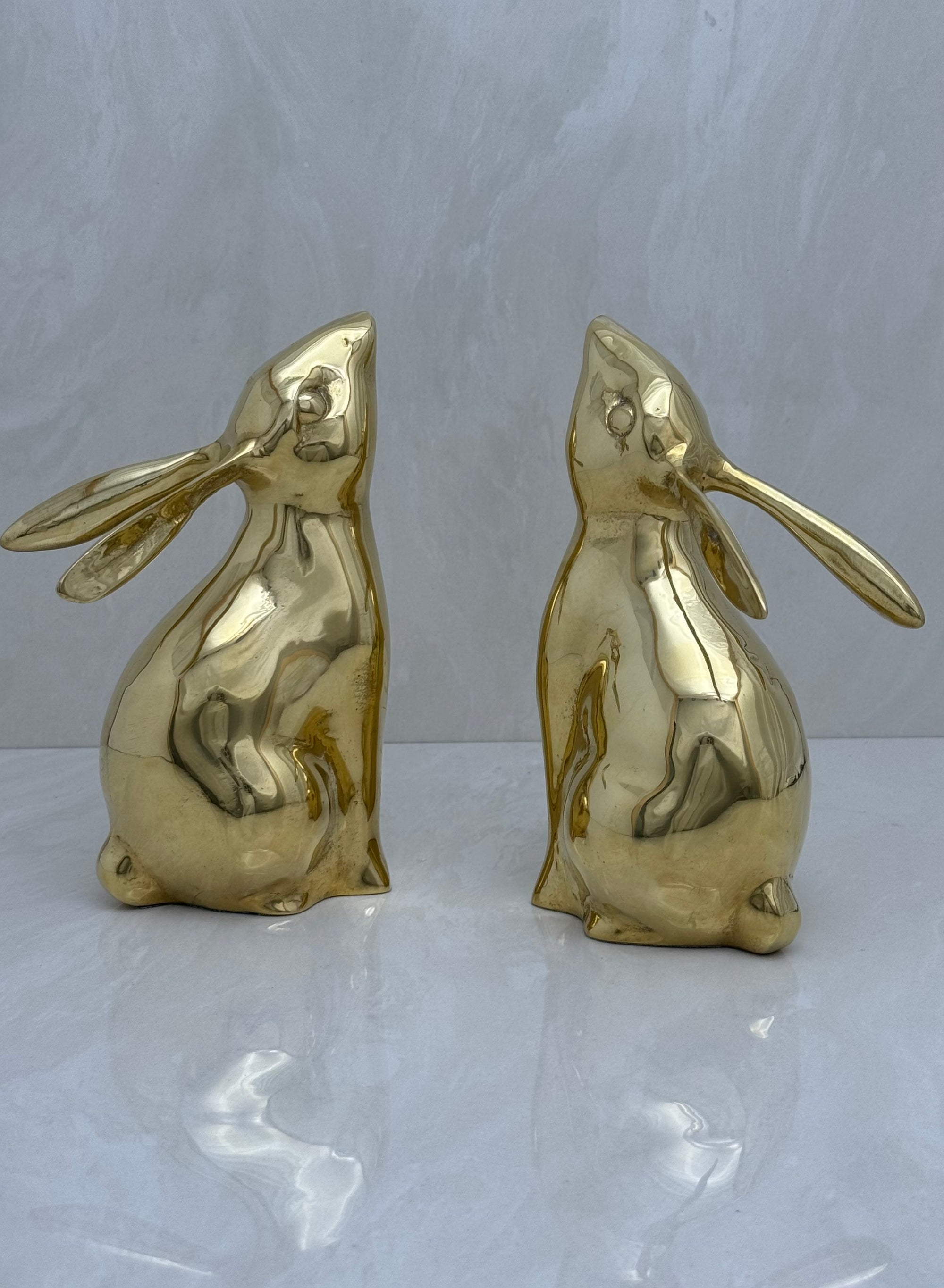 Vintage Brass Rabbit Bookends-A Pair