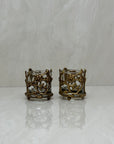 Vintage Brass Floral Candleholders-A Pair